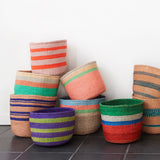 Emerald Basket with Peach Stripes - Kenya